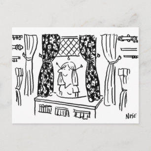 Carte Postale Rideaux et tissus amusants Haberdashery Cartoon