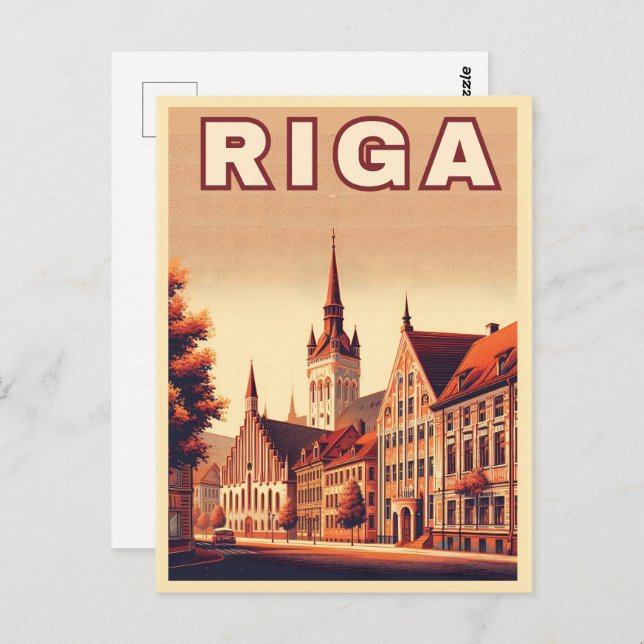 Carte Postale Riga City, Lettonie culture baltique cadeaux vinta (Devant / Derrière)