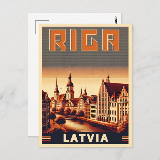Carte Postale Riga City, Lettonie culture baltique cadeaux vinta (Devant / Derrière)
