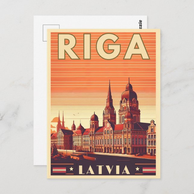 Carte Postale Riga City, Lettonie culture baltique cadeaux vinta (Devant / Derrière)