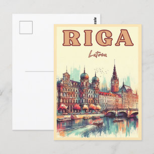 Carte Postale Riga City, Lettonie culture baltique cadeaux vinta