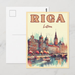 Carte Postale Riga City, Lettonie culture baltique cadeaux vinta