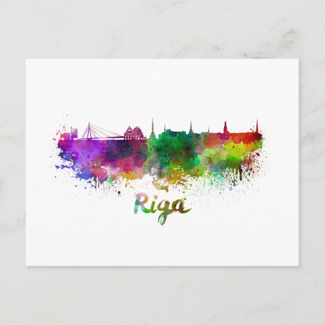 Carte Postale Riga skyline in watercolor (Devant)