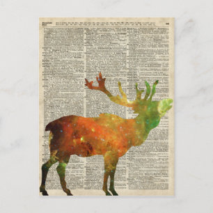 Carte Postale Rindeer Spatial Sur Une Page De Dictionnaire Ancie
