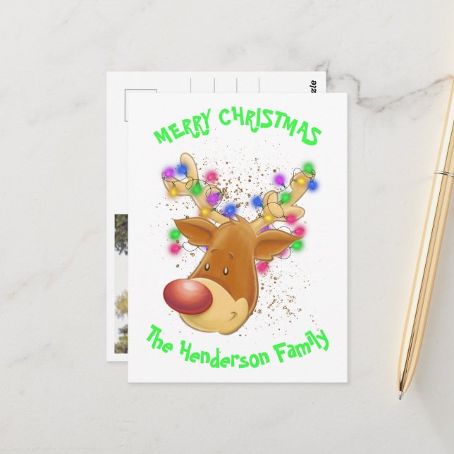 Carte Postale Rinder dans les lumières personnalisées (Devant/Arrière en situation)