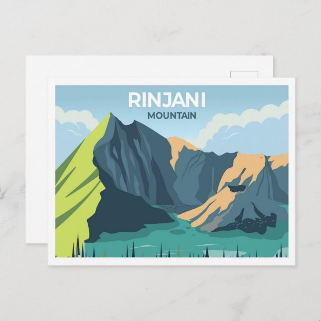 Carte Postale Rinjani Indonésie illustration du lieu de voyage (Devant / Derrière)
