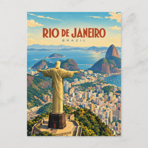Carte Postale Rio de Janeiro Brésil Art de Voyage Vintage