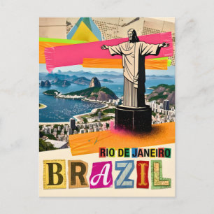 Carte Postale Rio de Janeiro Brésil Collage de voyage rétro du C