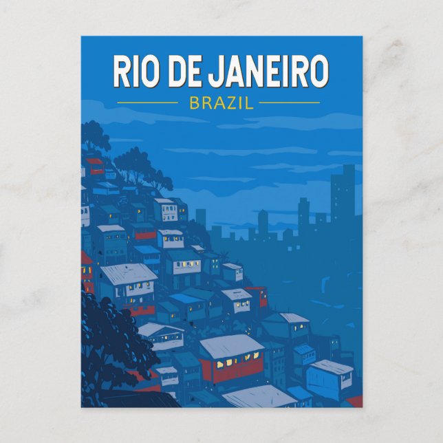 Carte Postale Rio De Janeiro Brésil Favela Voyage Art Vintage (Devant)