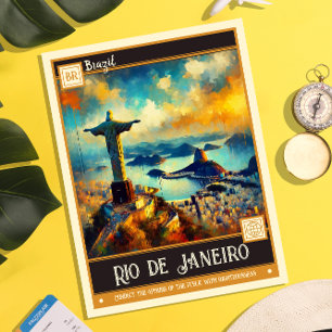 Carte Postale Rio de Janeiro, Brésil   Peinture Vintage