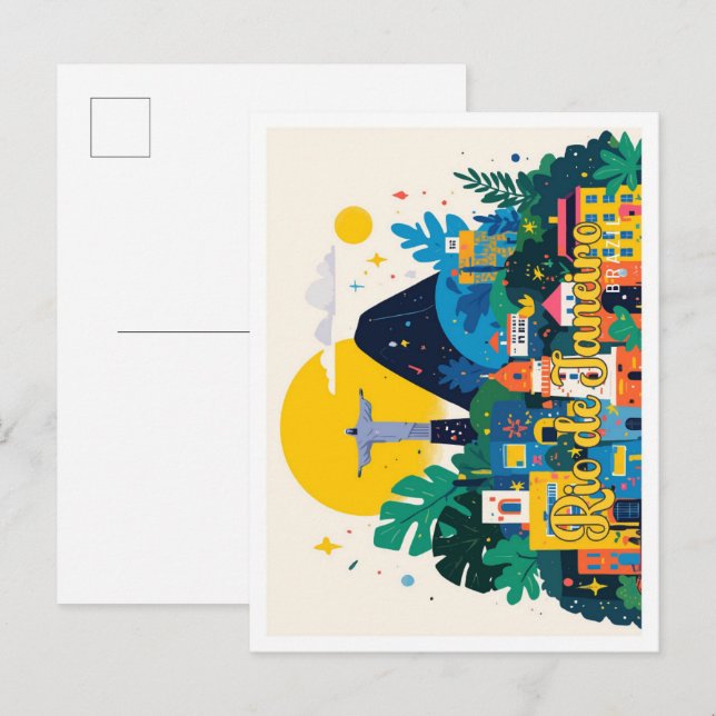Carte Postale Rio de Janeiro Brésil Pop Art Voyage Illustration (Devant / Derrière)