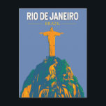 Carte Postale Rio De Janeiro Brésil Voyage Art Rétro<br><div class="desc">Rio De Janeiro conception de voyage rétro vectoriel. Le Christ Rédempteur est une statue Art déco de Jésus-Christ à Rio de Janeiro,  au Brésil,  créée par le sculpteur français Paul Landowski et construite par l'ingénieur brésilien Heitor da Silva Costa.</div>
