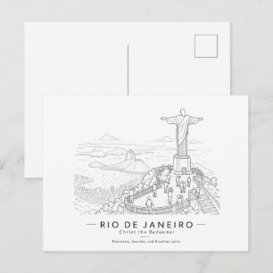 Carte Postale Rio de Janeiro Christ le Rédempteur Art