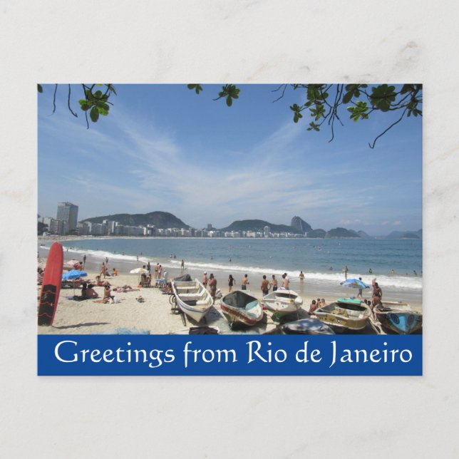 Carte Postale rio plage salutations (Devant)