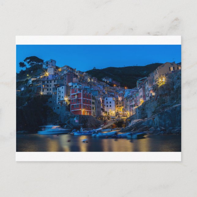 Carte Postale Riomaggiore la nuit Cinque Terre Ligurie Italie (Devant)