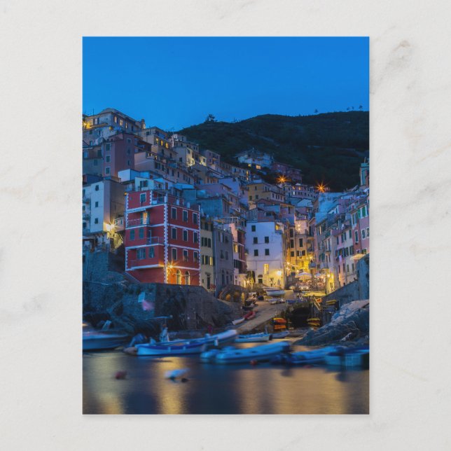 Carte Postale Riomaggiore la nuit Cinque Terre Ligurie Italie (Devant)