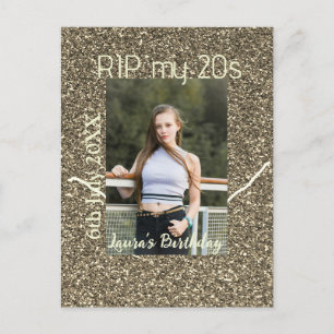 Carte Postale RIP mes 20 ans argent or anniversaire ajouter nom