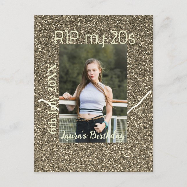 Carte Postale RIP mes 20 ans argent or anniversaire ajouter nom  (Devant)