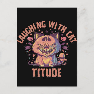 Carte Postale Rire avec une attitude de chat