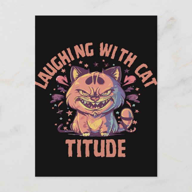Carte Postale Rire avec une attitude de chat (Devant)