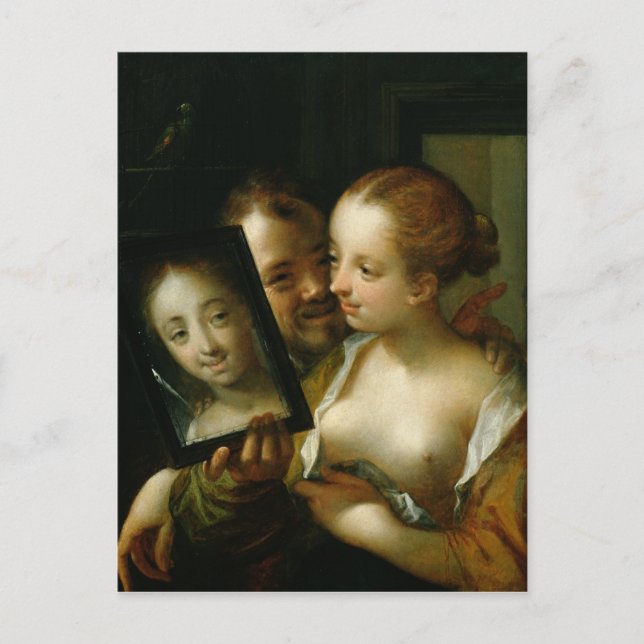 Carte Postale Rire Couple avec miroir, 1596 (Devant)