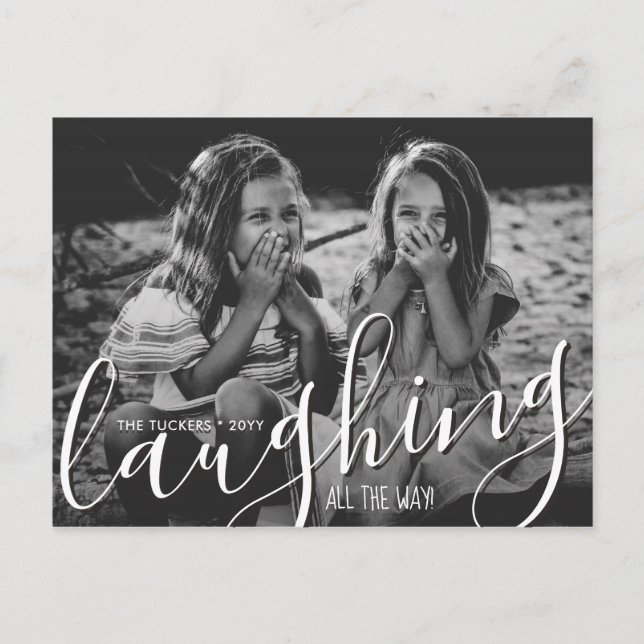 Carte Postale Rire tout le chemin Joyeux Noël Rouge Photo (Devant)