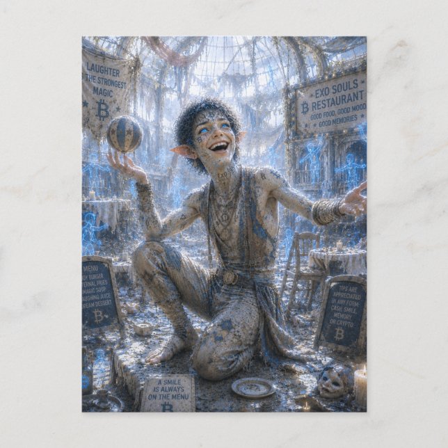 Carte Postale Rires joyeux / Acrobate de cirque / Restaurant (Devant)