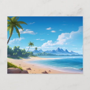 Carte Postale Rivage de plage sablonneuse d'île océanique tropic
