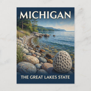 Carte Postale Rivage des Grands Lacs du Michigan 🌊