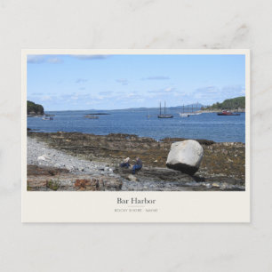 Carte Postale Rivage rocheux et voiliers de Bar Harbor