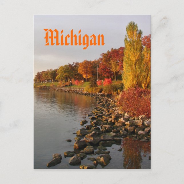 Carte Postale rive de la rivière Fall, Michigan (Devant)