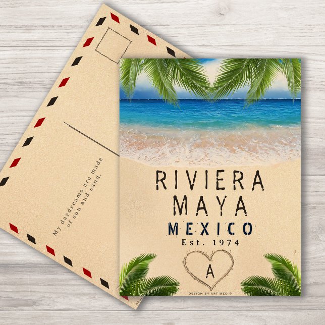 Carte Postale Riviera Maya Palm Feuille Retro 80s Playa mexicain (Créateur téléchargé)