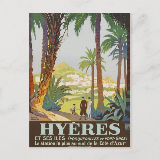 Carte Postale Riviera vintage 1925 - Hyères (Devant)