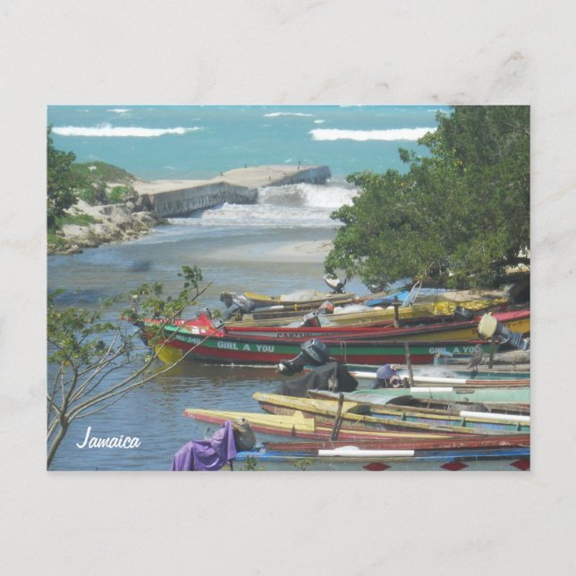 Carte Postale Rivière colorée Bateaux Negril Jamaïque (Devant)