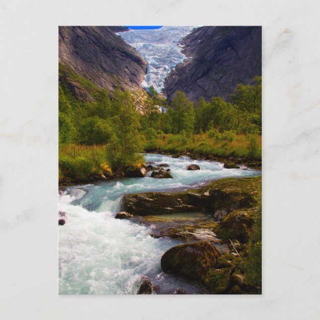 Carte Postale Rivière coulant du glacier de Briksdal (Devant)