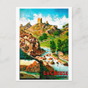 Carte Postale rivière Creuse, France, voyage vintage