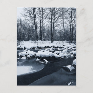 Carte Postale Rivière gelée, Campagne d'hiver, République tchèqu