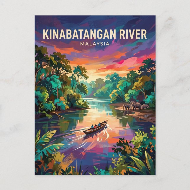 Carte Postale Rivière Kinabatangan Malaisie (Devant)