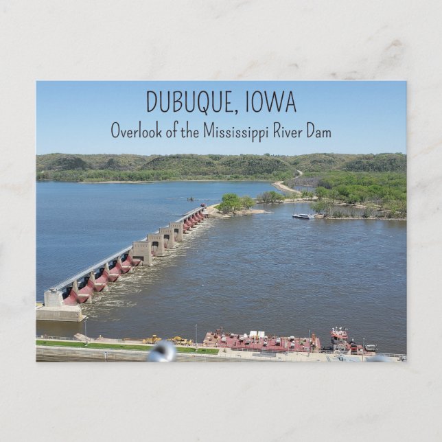 Carte Postale Rivière Mississippi à Dubuque Iowa (Devant)