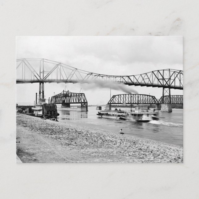 Carte Postale Rivière Mississippi à Winona, dans les années 1880 (Devant)