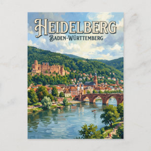 Carte Postale Rivière Neckar Heidelberg Allemagne