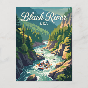Carte Postale Rivière Noire New York, États-Unis, rafting en eau