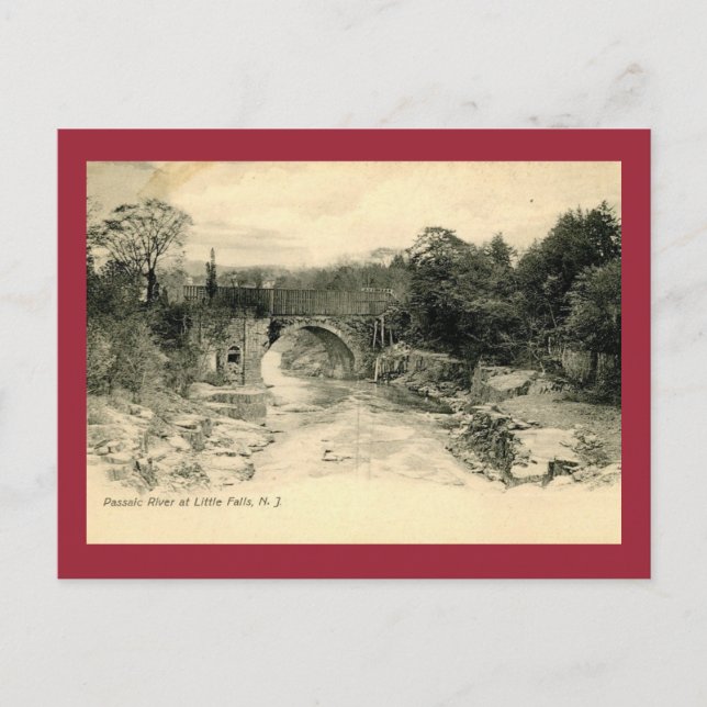 Carte Postale Rivière Passaic, Little Falls NJ Vintage (Devant)