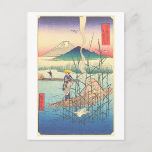 Carte Postale Rivière Sagami et mont Fuji vintage