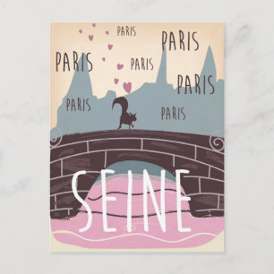 Carte Postale Rivière Seine, Paris, France affiche de voyage vin