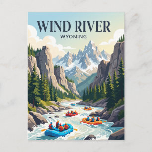 Carte Postale Rivière Wind Wyoming, États-Unis, rafting en eaux