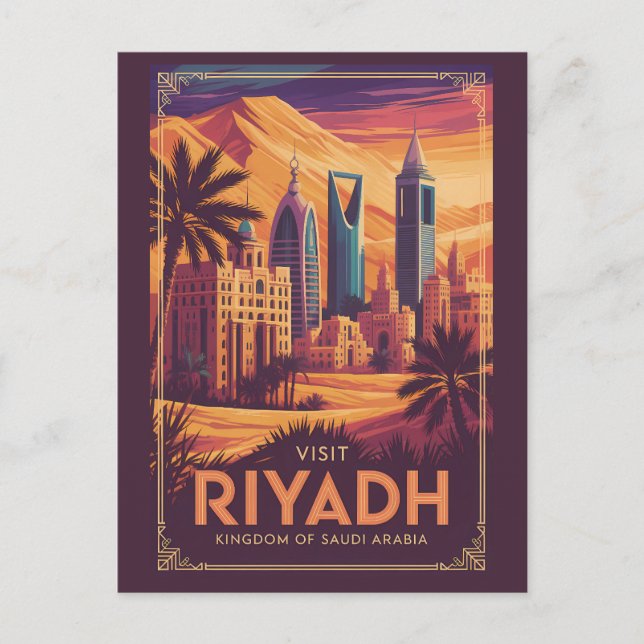 Carte Postale Riyadh Arabie Saoudite Illustration Désert Art de  (Devant)