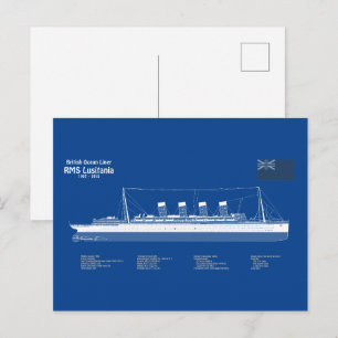 Carte Postale RMS Lusitania - Plan directeur des navires ABD