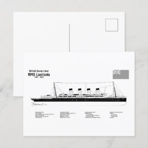 Carte Postale RMS Lusitania - Plan directeur des navires BD