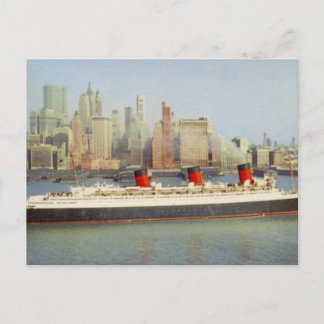 Carte Postale RMS Queen Mary Sailing New York 1950